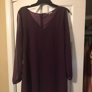 Purple peak a boo long sleeve mini dress